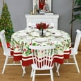 thumbnail image 3 of Christmas Red Poinsettia Flower Tablecloth, Merry Christmas Table Cloth Waterproof, Winter Christmas Xmas Kitchen Table Decor for Dining Holiday Party 60x60 Inch Round, 3 of 7
