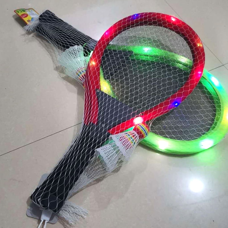 Family Entertainment Outdoor Night Light Training LED Badminton Racket Sets 