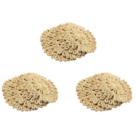 

12X Round Woven Placemat for Dining Table Natural Braided Rattan Tablemat Hollow Wicker Plates