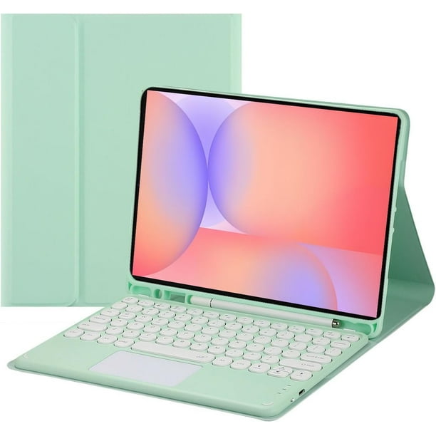 Funda con teclado táctil para Samsung Galaxy Tab S10 Lite/S10 FE/S9 FE 10.9 pulgadas/Tab S9 11 pulgadas, con soporte para lápices, teclado Bluetooth táctil desmontable magnéticamente