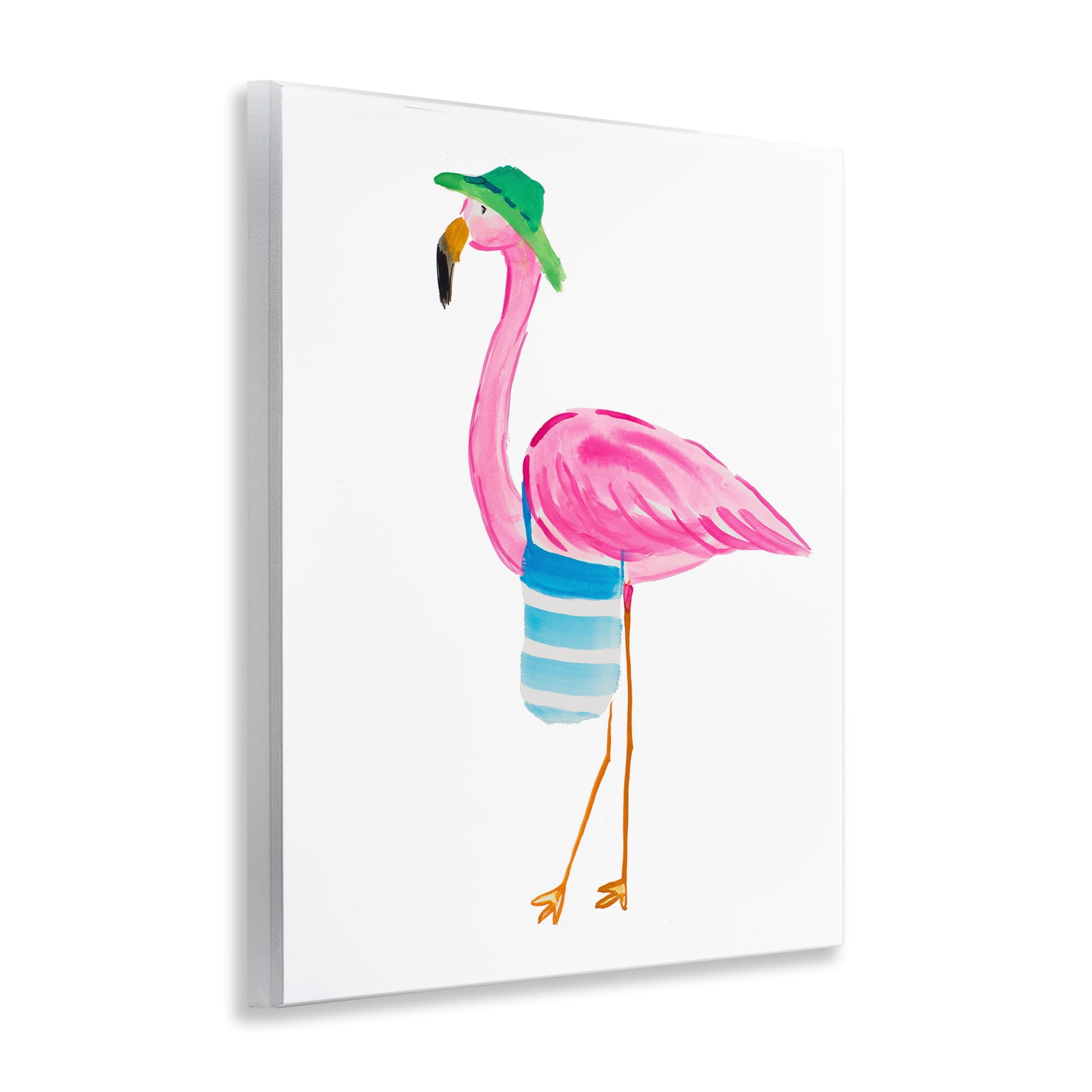 Stupell Industries Flamingo with Beach Tote Animals & Insects Painting Unframed Art Print Wall Art, 11 x 14