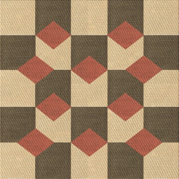 Ahgly Company Indoor Square Patterned Saddle Brown Area Rugs, 6' Square