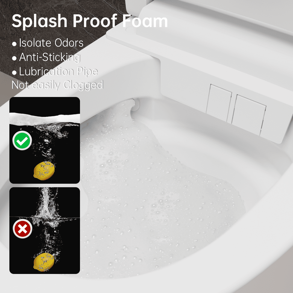EPLO Smart Toilet Built-in Foam Shield Splash Proof & Tank, Auto Open/Close Lid,ADA Chair Height,Foot Sensor Flush