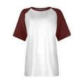 thumbnail image 4 of Olyvenn Stylish Splicing Tops for Women Short Sleeve Casual Cute Shirt Summer Cooling Blouses Tunic Workout Baseball Shirts Wine XXXXL, 4 of 5