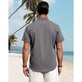 thumbnail image 4 of Camisa J.VER para hombre, lino y algodón, manga corta, casual, gris y azul, 4 of 5