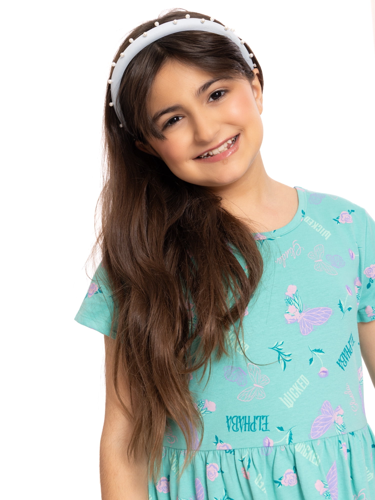 Wicked Girls Allover Print Dress with Short Sleeves, Sizes 4-12