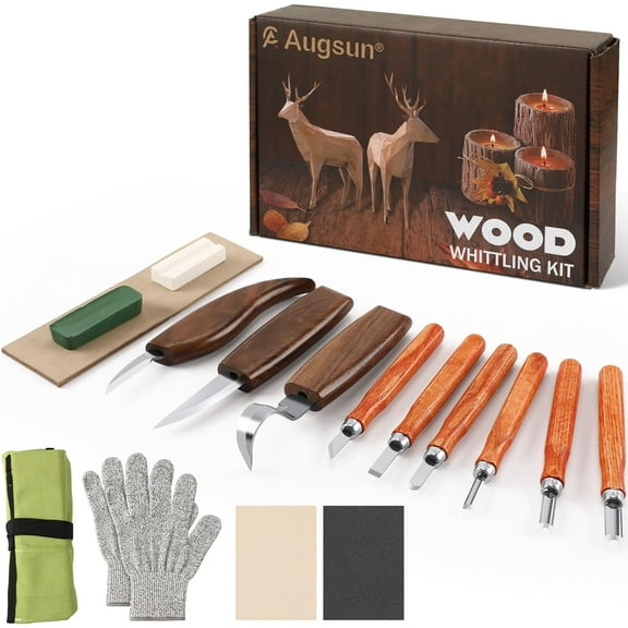 Wood Carving Kit, 17 Pack Wood Whittling Kit Hand Carving Knife Tools Set for DIY Sculpture Carpenter Experts & Beginners
