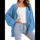 thumbnail image 1 of Suéteres Tipo Cárdigan para Mujer, de Larga, con Botones y Gran Tamaño, de Punto. Azul L, 1 of 5