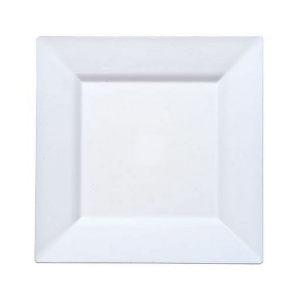 Lillian Plastic Dinnerware Plastic Plate, Square, 8", Pearl, 10 Ct