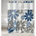 thumbnail image 6 of MIZHONA Blue Grey No Hook Shower Curtain Fabric,Dahlia Floral Bath Curtain,71"× 74", 6 of 8