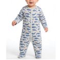 thumbnail image 3 of Bellafa Infant Baby Boys' Long Sleeve Footed One-Piece Button Snap Romper Jumpsuit Cotton Bodysuit Onesies For Newborn 0-12M, 3 of 7