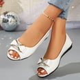 thumbnail image 4 of KIJBLAE Women's Vintage Peep Toe Bow Knot Flats, Low Cut Slip On All-Match Casual Moccasin Flat Shoes White 42, 4 of 9