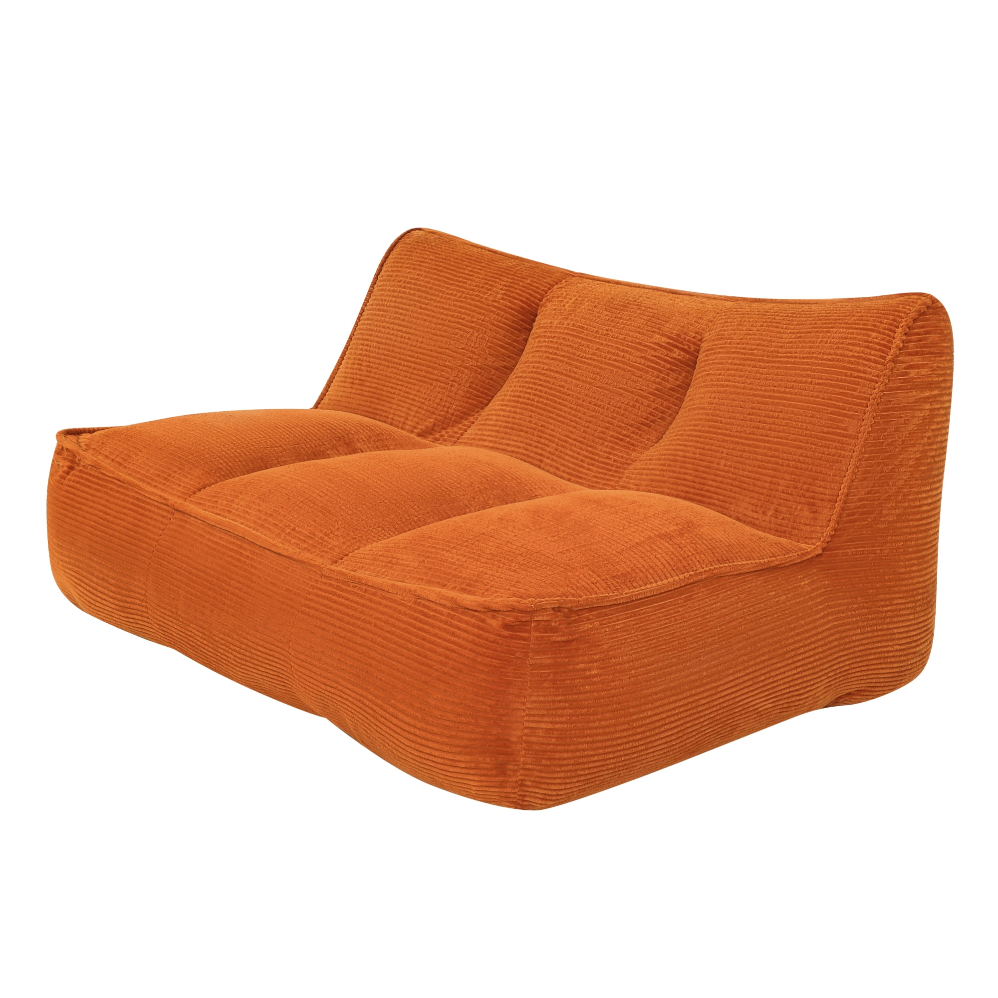 Leumius Cozy Fluffy Cloud Lazy Sofa, 3-Seater Corduroy Bean Bag Lounge Chair, Lightweight Single-Seat Couch for Living Room, Bedroom, Dorm Room, Office & Small Spaces,Orange