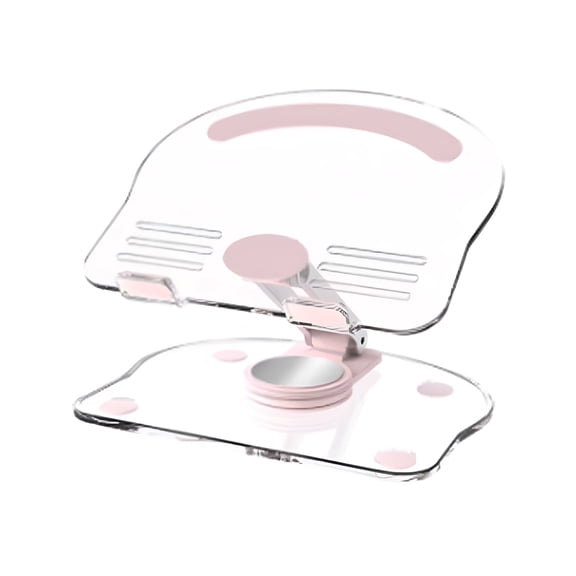 XIBUFE 2026 New Adjustable Laptop Stand,Acrylic Transparent Portable Laptop Stand with 360° Rotating Base Ergonomic Foldable Book Holder for Desk for Office,Home,Study,Travel,Remote Work(Pink)