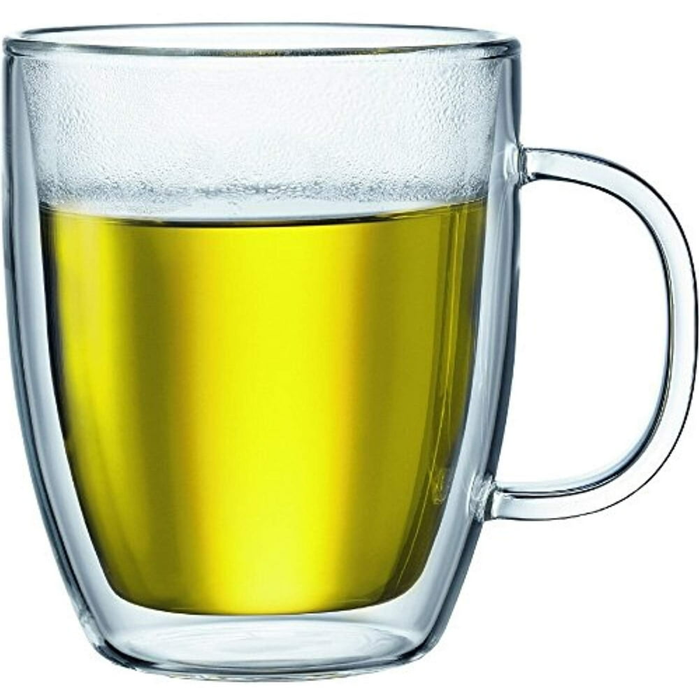Bodum Bistro DoubleWall Insulated 15Ounce Glass Mug, Set of 2