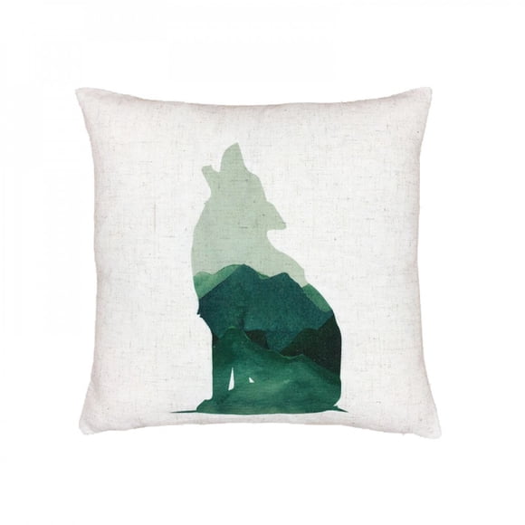 Howling Wolf With Mountain Image With Polyester Insert Pillow