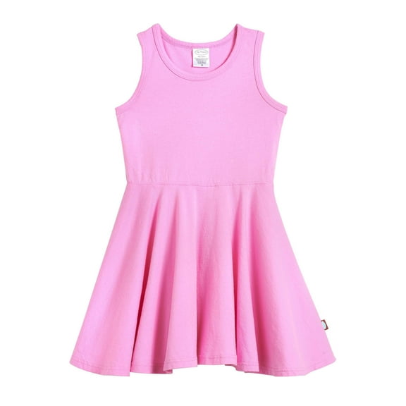 Made in USA Girls Soft Cotton Jersey Twirly Tank Dress | Medium Pink