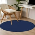 thumbnail image 5 of Navy Blue 3ft Round Rug, Farmhouse Solid Navy Blue Color Modern Art Non-Skid Rubber Backing Large Area Rugs - Living Room Bedroom Home Office, Indoor Floor Mat Carpets Washable Rug, 5 of 9