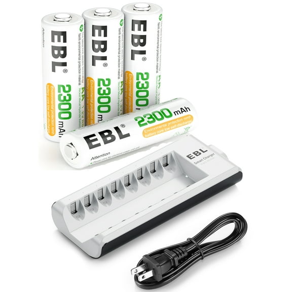 EBL AA Rechargeable Batteries (4 Pack)   8 Bay Battery Charger