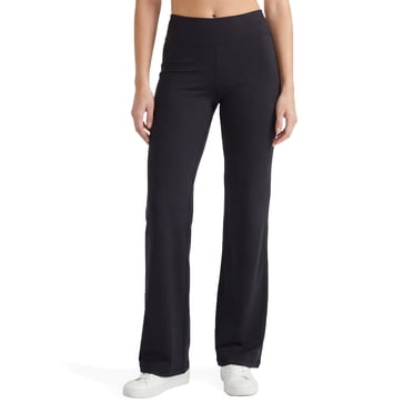 No nonsense Women's Flared Yoga Pants Wide Waistband Leggings, Black, Small