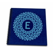 3dRose Monogram E blue hued mandala on royal blue muted grunge damask - Drawing Book, 8 by 8-inch