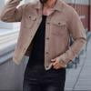 RKSTN Polyester Blouse en pour Hommes Couleur Unie Mode Décontractée Poche Slim Boucle Manches Longues Col Rabattu Veste à Capuche Zippée