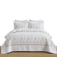 thumbnail image 2 of 3Pcs 100% Cotton Botanical Elegance Quilted Bedspread Set Embroidery Oversize Bedding Set for All Seasons, 2 of 12