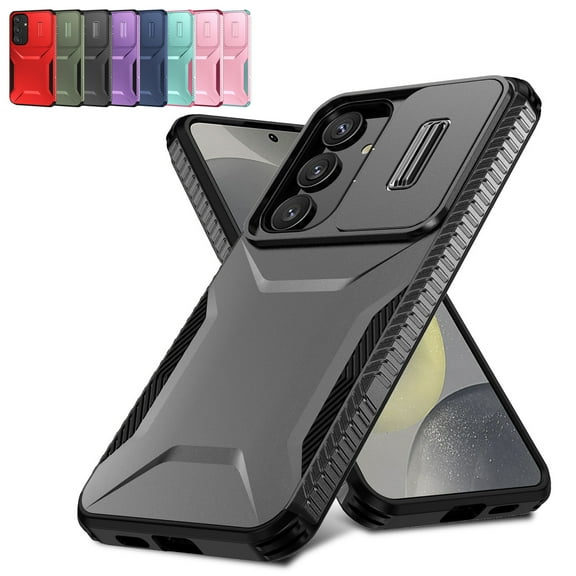 Decase Rugged Privacy Lens Cover Case for Samsung Galaxy S24 ,Shockproof Slide Lens Cover,Heavy Duty Hard Cover,Black