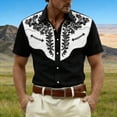 thumbnail image 2 of CONZONE Mens Buttons Down Shirts Short Sleeve Shirts for Men Trendy Western Cowboy Graphic Lapel Soft Lightweight Tops, 2 of 4