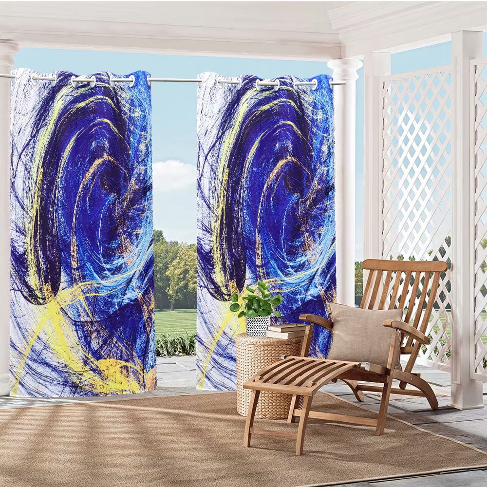 1 Panel Pro space 58 x 120 inch Outdoor Curtain Abstract Painting Print Curtain Gazebo Patio Curtain Drape Grommet Top Blackout Porch Blackout Protected Waterproof Curtain/Drape 