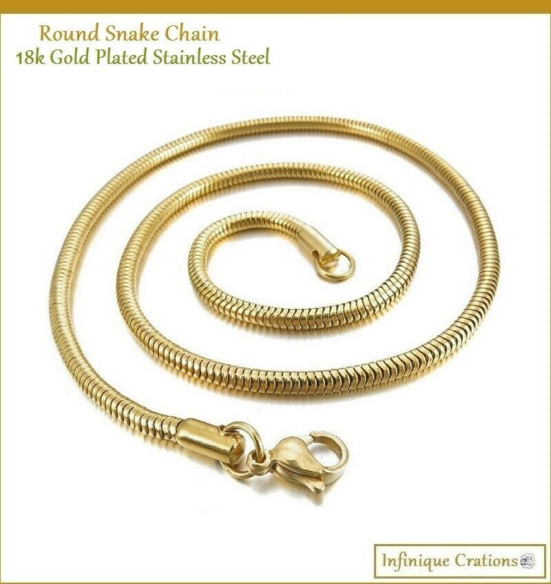 Jinique JSN-6092 Stainless Steel 18 Round Snake Chain Necklace; Select 1 Style