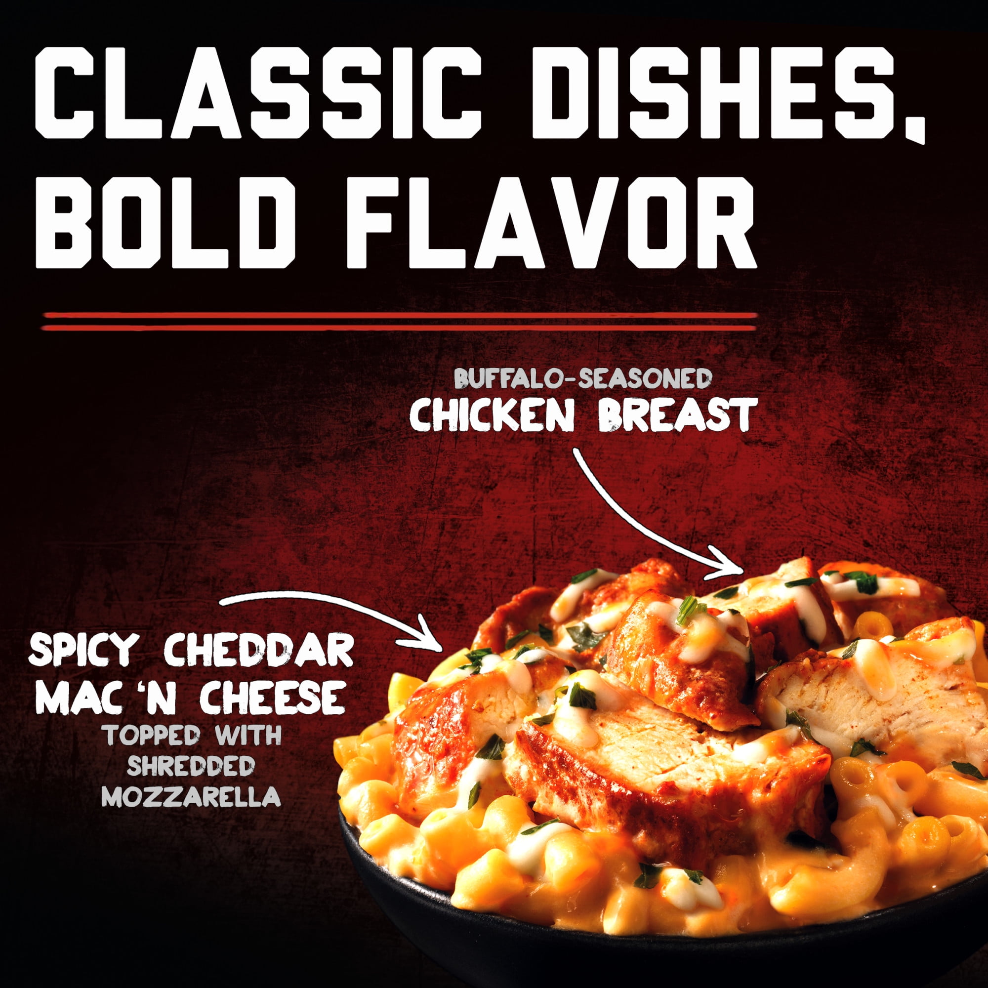 Banquet MEGA Bowls Buffalo-Style Chicken Mac 'N Cheese, 27g Protein, Frozen Meal, 14 oz.
