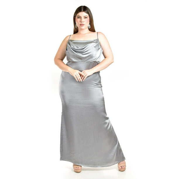Vestido de escote drapeado Roman Fashion /Tallas Extras, 2005 (Plateado) plateado 40