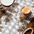thumbnail image 3 of Grey Rabbits Table Runner - 36 Inch Long Pine Cones Brown Plants Grey Checkered Farmhouse Cotton and Linen Blended Dress Scarves Farmhouse Table Runner for Kitchen Dining, Coffee Table, 13" x 36", 3 of 8