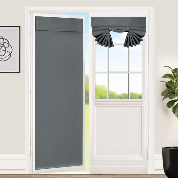 Lapalife Blackout Door Curtain, Thermal Insulated French Door Curtains for Privacy, Tie up Shades Tricia Door Blind, 1 Panel, 26"x 66", Grey