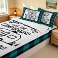thumbnail image 3 of Erosebridal Happy Camping Camper Zipper Full Size Comforter Sets with Fitted Sheet and 2 Pillowcases, Black Teal Plaid Zipper Bedding Set, Reversible, 3 of 7
