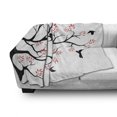 thumbnail image 3 of Birds Soft Flannel Fleece Throw Blanket, Silhouette of Mockingbirds Flying over the Plane Tree with Pinky Leaves, Cozy Plush for Indoor and Outdoor Use, 50" x 60", Coral Black and White, by Ambesonne, 3 of 6
