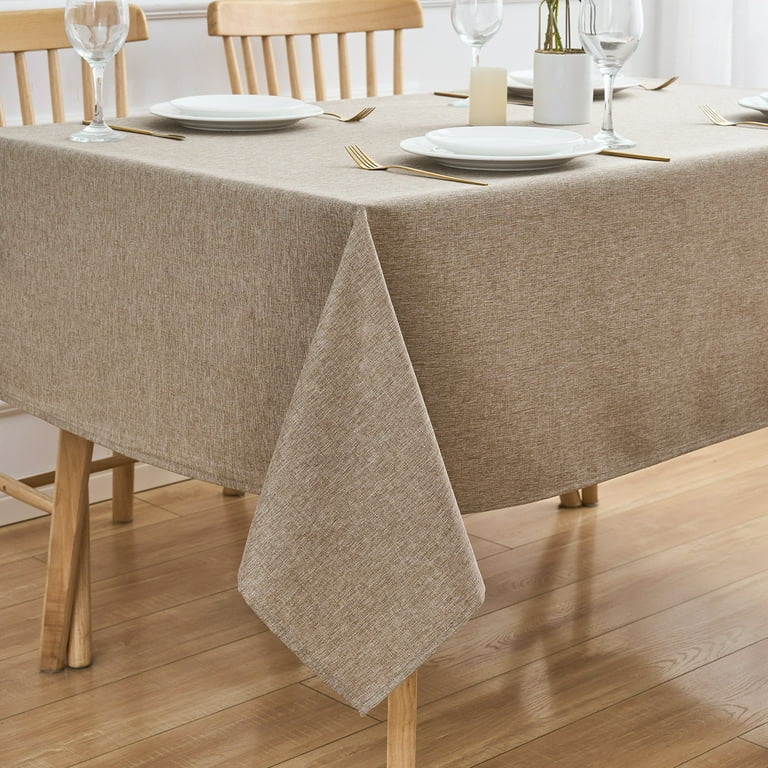 Inosoo Faux Linen Tablecloth, 52" x 70", Mocha Brown photo 6