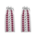 thumbnail image 3 of Dazzlingrock Collection Round Two Lines Ruby in Between Rope Huggie Hoop Earrings for Women (Color Red, Clarity Highly Included) in 925 Sterling Silver, 3 of 6