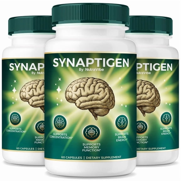 (3 Pack) Synaptigen Pills – Daily Formula with a Natural Blend to Help Maintain Focus, Memory & Concentration | Clean, Gentle, Easy-to-Swallow Capsules for Everyday Sharpness (180 Capsules)