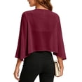 thumbnail image 5 of MSJUHEG Chiffon Cardigans for Women 3/4 Pleated Sleeves Swimsuit Coverups Knit Shrug Sheer Chiffon Shrug Shiny Mesh Top Sheer Open Front Cropped Inwomen's Swimwear Cover Ups Wine Xl, 5 of 6