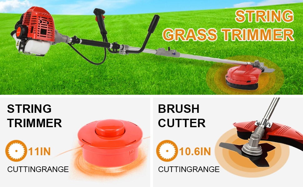 Floseru Weed Eater Gas Powe 52cc 2-Stroke Gas Crank, 2 in 1 Grass Trimmer, Multi-Functional Trimming Tool - String Trimmer, Brush Trimmer