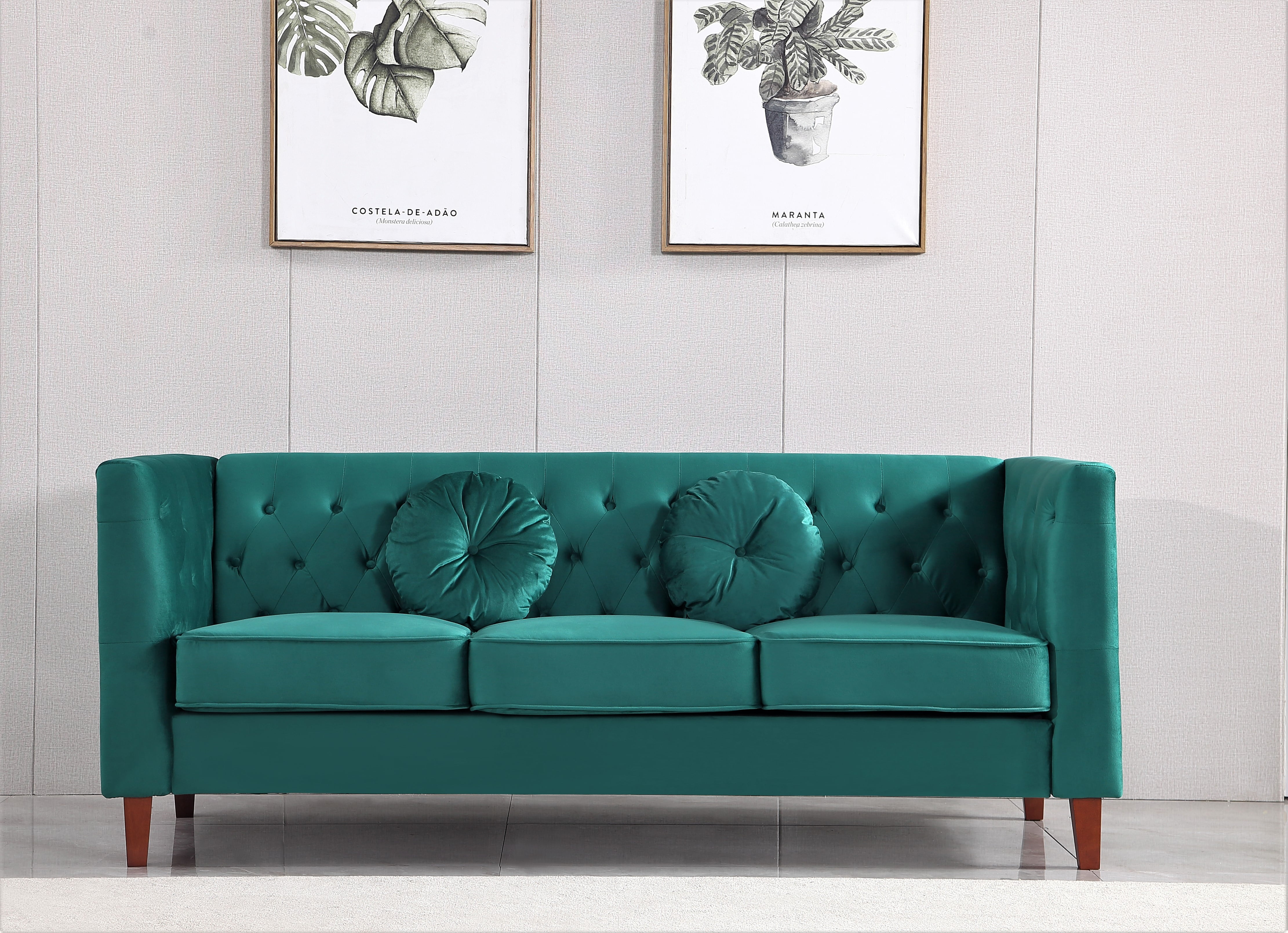 Uspridefurniture Fancher Kittleson Velvet Classic 3Pcs Livingroom Set,Green