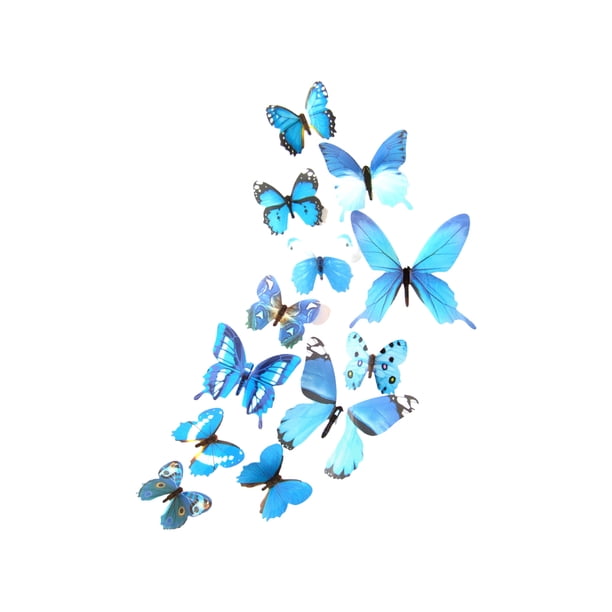 Cateissary Pegatinas de mariposas decoración del hogar sala de estar adorno de fondo 3D diseño de escena interior calcomanías de pared papel Decoración del hogar Azul