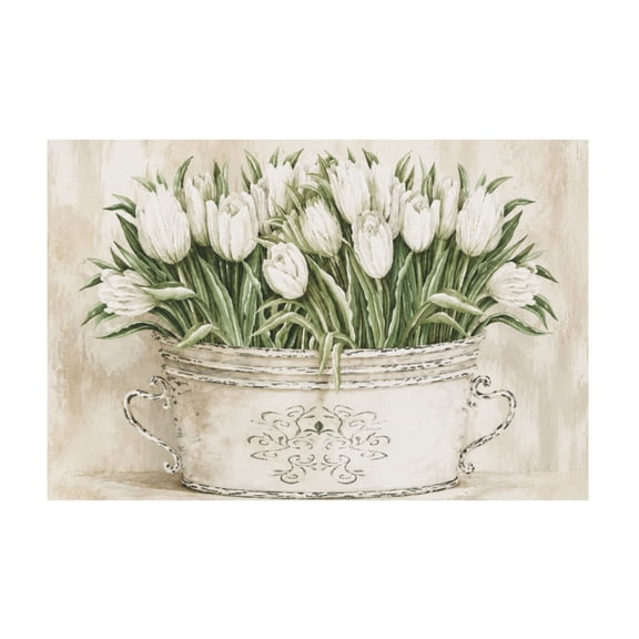 Fresh White Tulip Flowers Vintage Canvas Wall Art For Living Room 12*18in