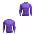 thumbnail image 1 of Qarigey Ropa interior térmica para hombre, medias elásticas, capas base para correr de invierno, ropa deportiva para motocicleta, culturismo, Púrpura,L 2piezas, 1 of 6