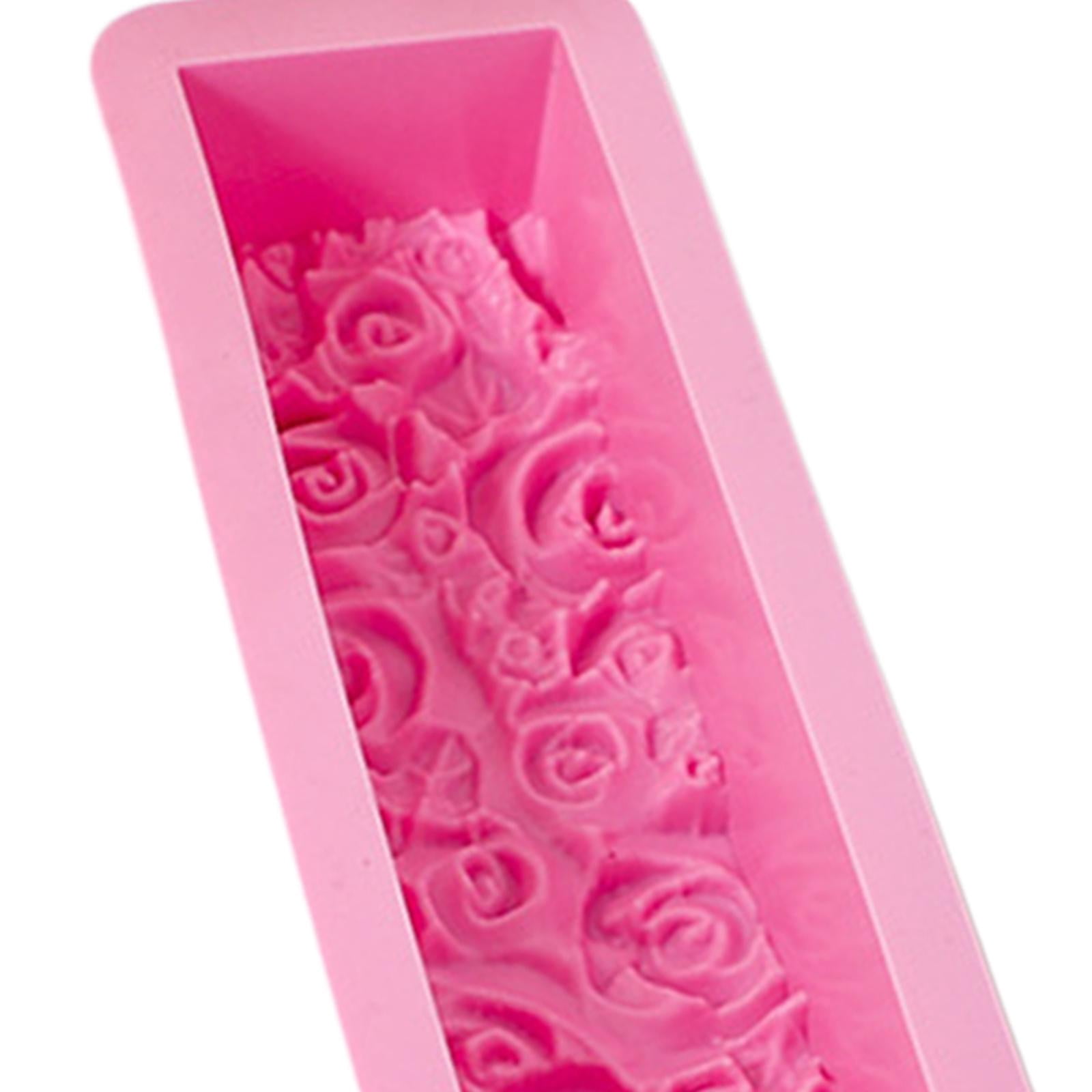 FVDPWYE 3D Silicone Mold Craft Wedding Candle Mould Rectangular Embossed DIY Handmde for pink