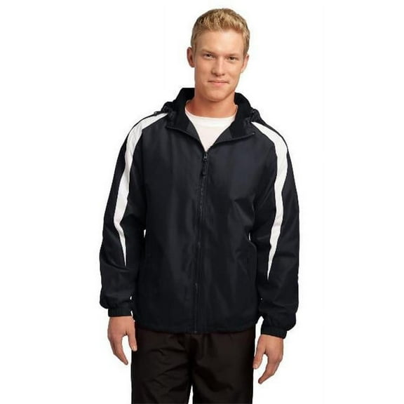Sport-Tek Fleece Lined Colorblock Jacket-L (Black/White)