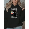 thumbnail image 3 of Let Me Pour You s Women's Plus Size Hooded Sweatshirt - Funny Sassy Quote & Black Cat Graphic Print, Vibrant Pink Casual Pullover with Pockets, Cozy Fall Winter Long Sleeve Hoodie, Sweaters for s, Au, 3 of 9