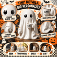 thumbnail image 6 of Halloween Ghost Figurine Holding Coffee Cup, Cute Spooky Tabletop Resin-Style Ornament for Shelf Mantel Desk Tiered Tray & Coffee Bar Decor, Seasonal Home Accent for Fall Party Displays, 6 of 17